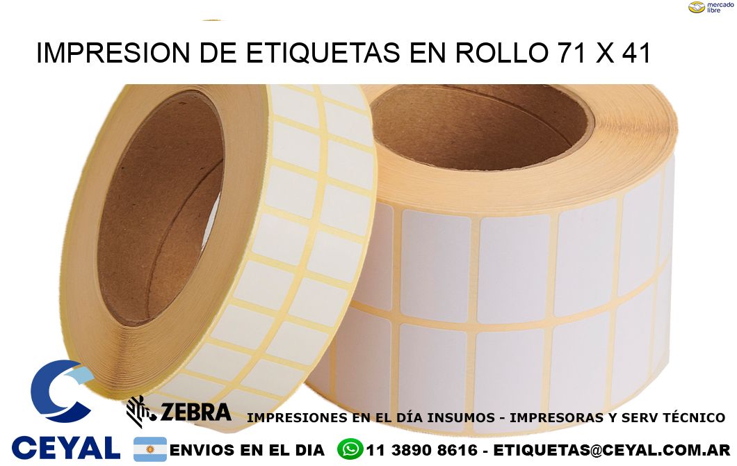 IMPRESION DE ETIQUETAS EN ROLLO 71 x 41
