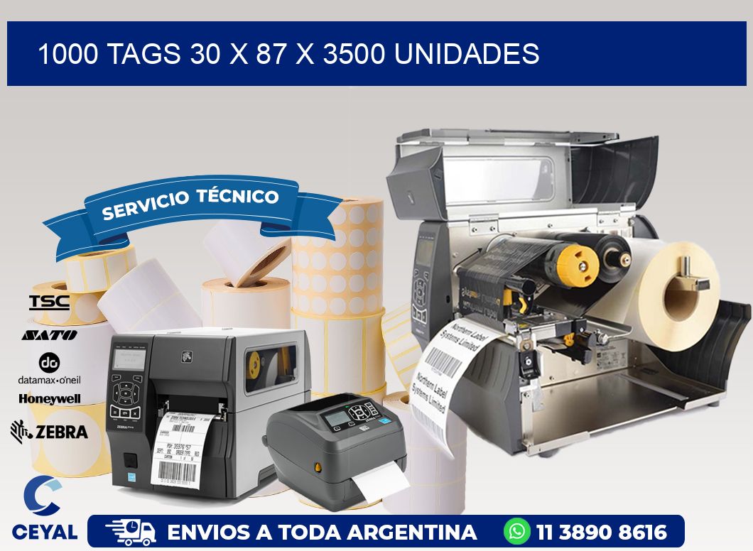 1000 TAGS 30 x 87 X 3500 UNIDADES