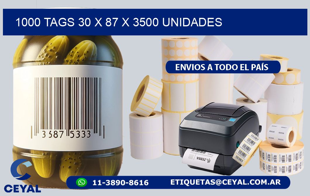 1000 TAGS 30 x 87 X 3500 UNIDADES