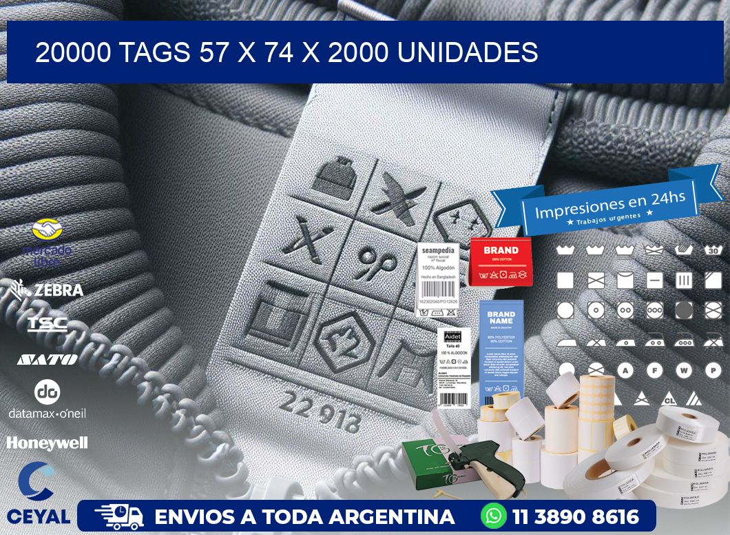 20000 TAGS 57 x 74 X 2000 UNIDADES