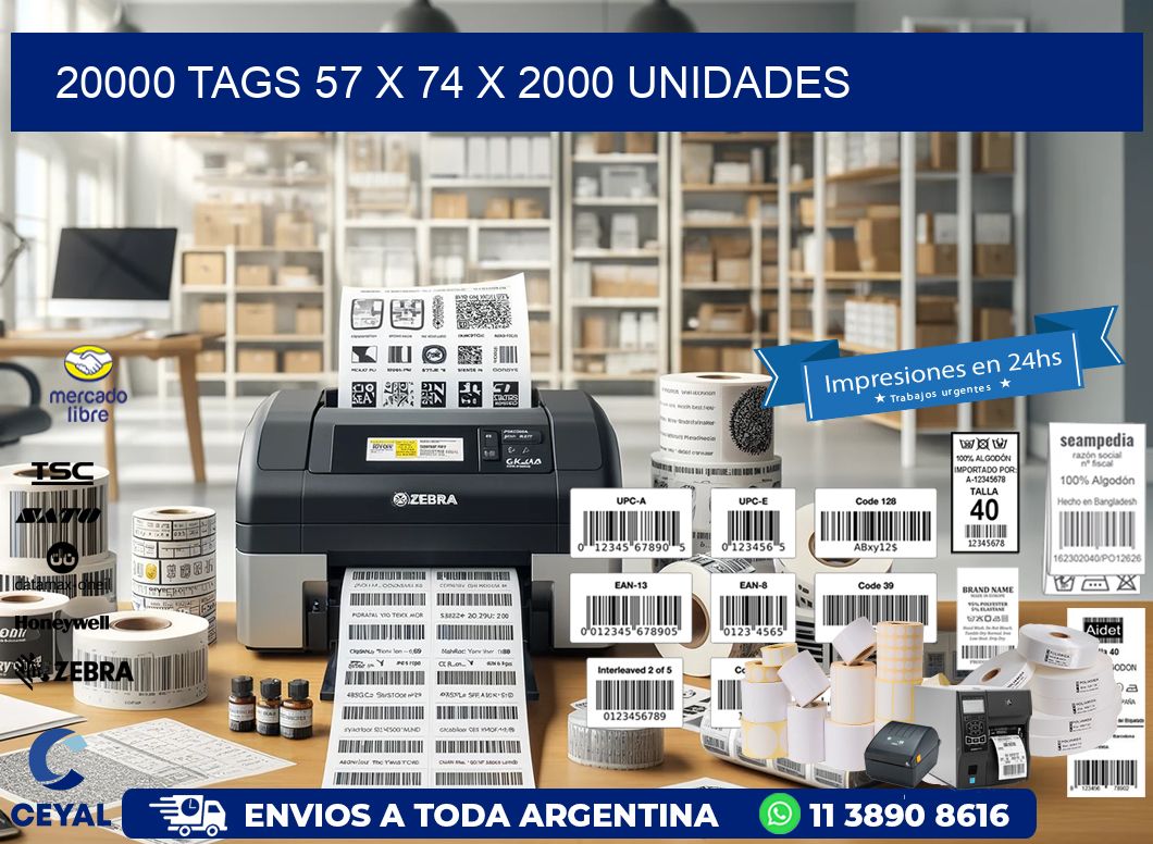 20000 TAGS 57 x 74 X 2000 UNIDADES
