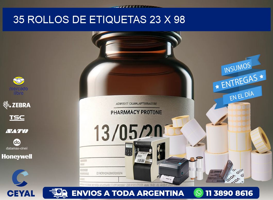 35 ROLLOS DE ETIQUETAS 23 x 98