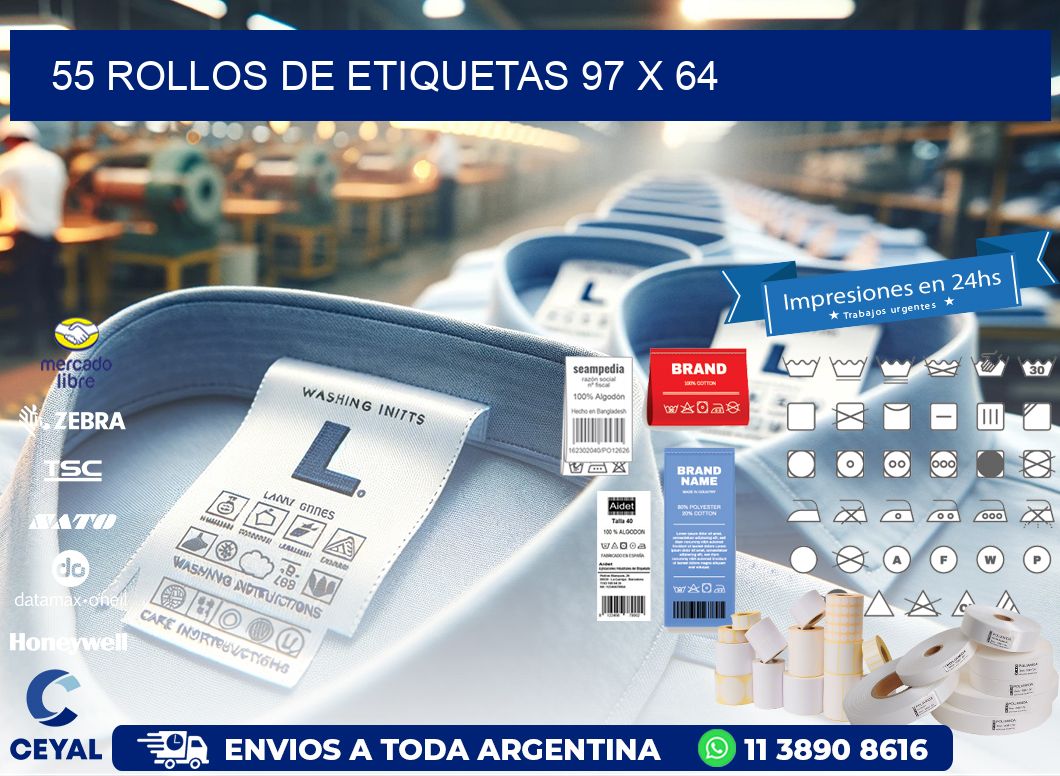 55 ROLLOS DE ETIQUETAS 97 x 64