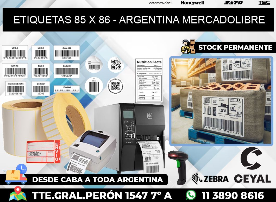 ETIQUETAS 85 x 86 - ARGENTINA MERCADOLIBRE