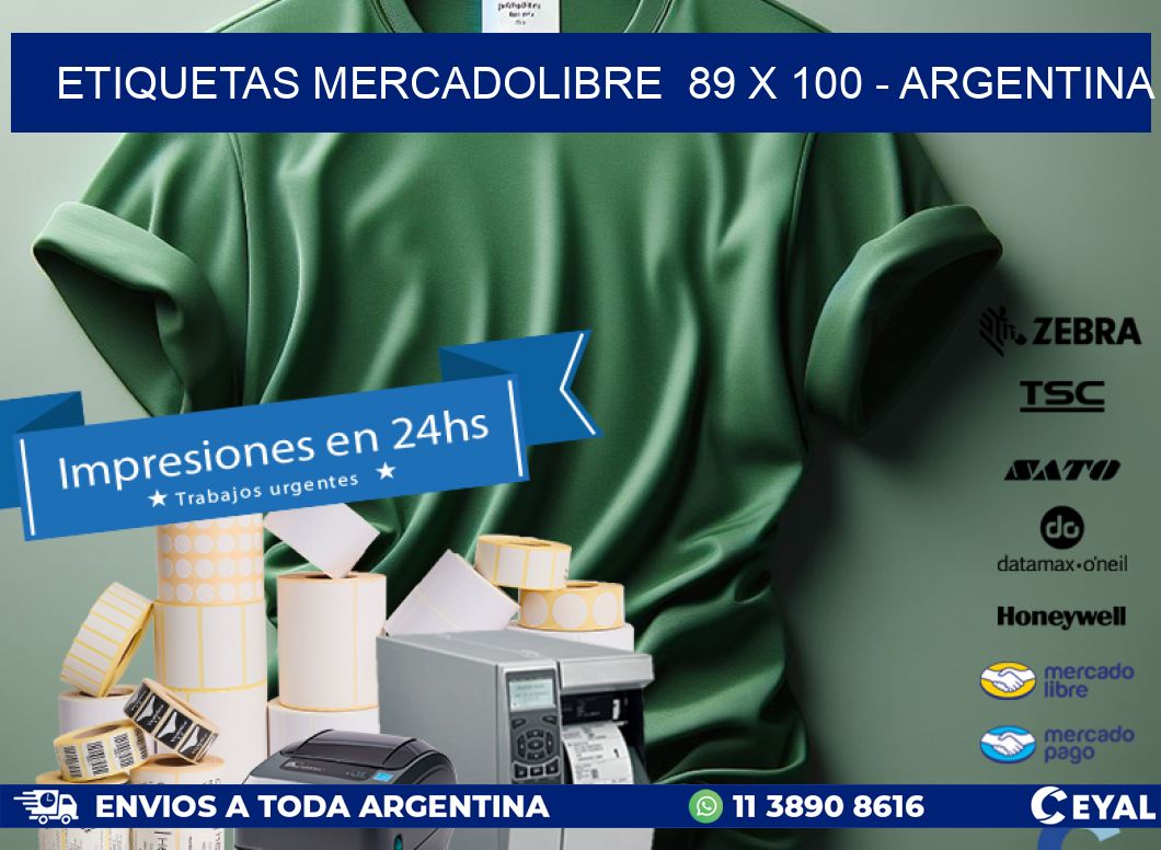 ETIQUETAS MERCADOLIBRE  89 x 100 - ARGENTINA