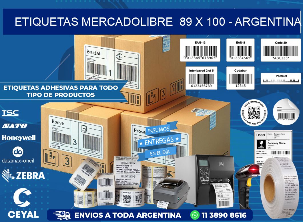 ETIQUETAS MERCADOLIBRE  89 x 100 - ARGENTINA