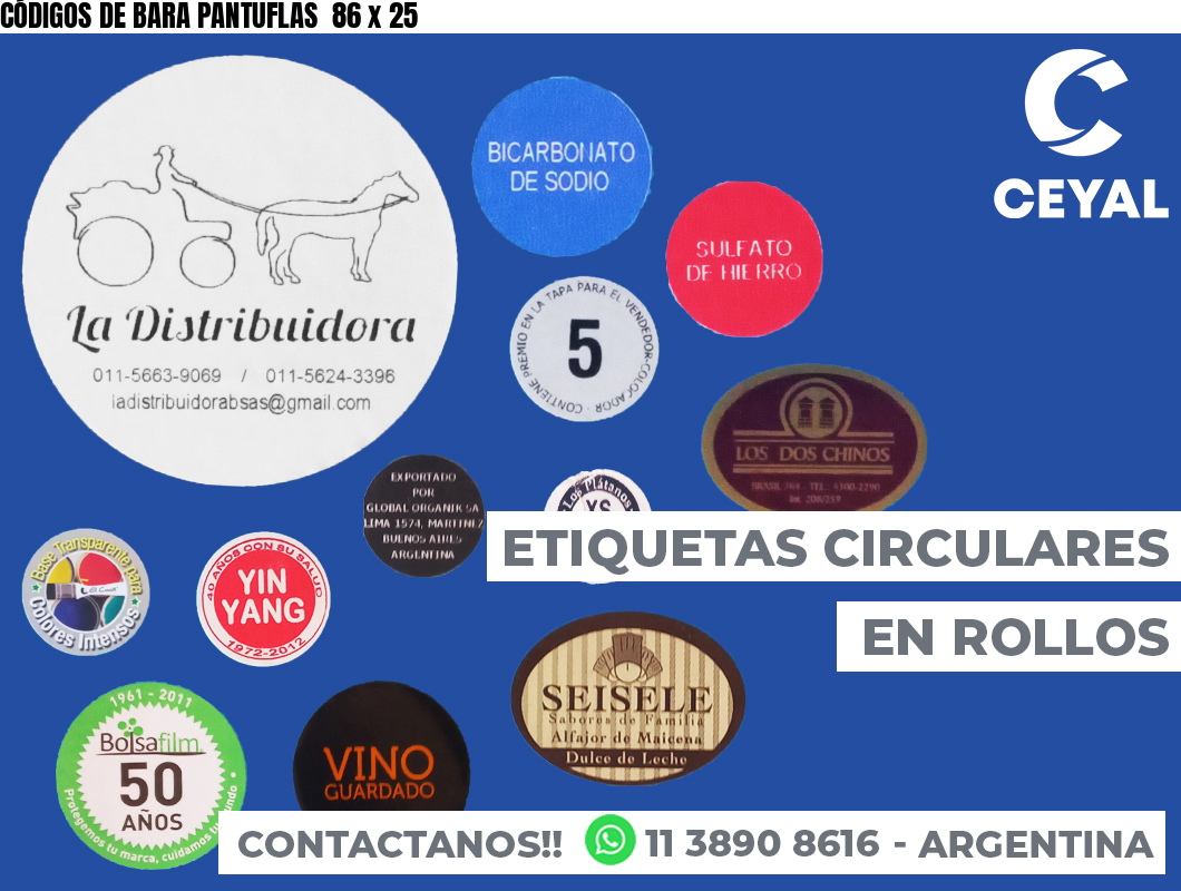 CÓDIGOS DE BARA PANTUFLAS  86 x 25