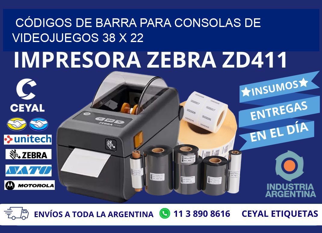 CÓDIGOS DE BARRA PARA CONSOLAS DE VIDEOJUEGOS 38 x 22