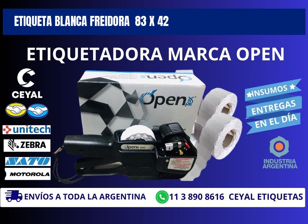 ETIQUETA BLANCA FREIDORA 83 x 42