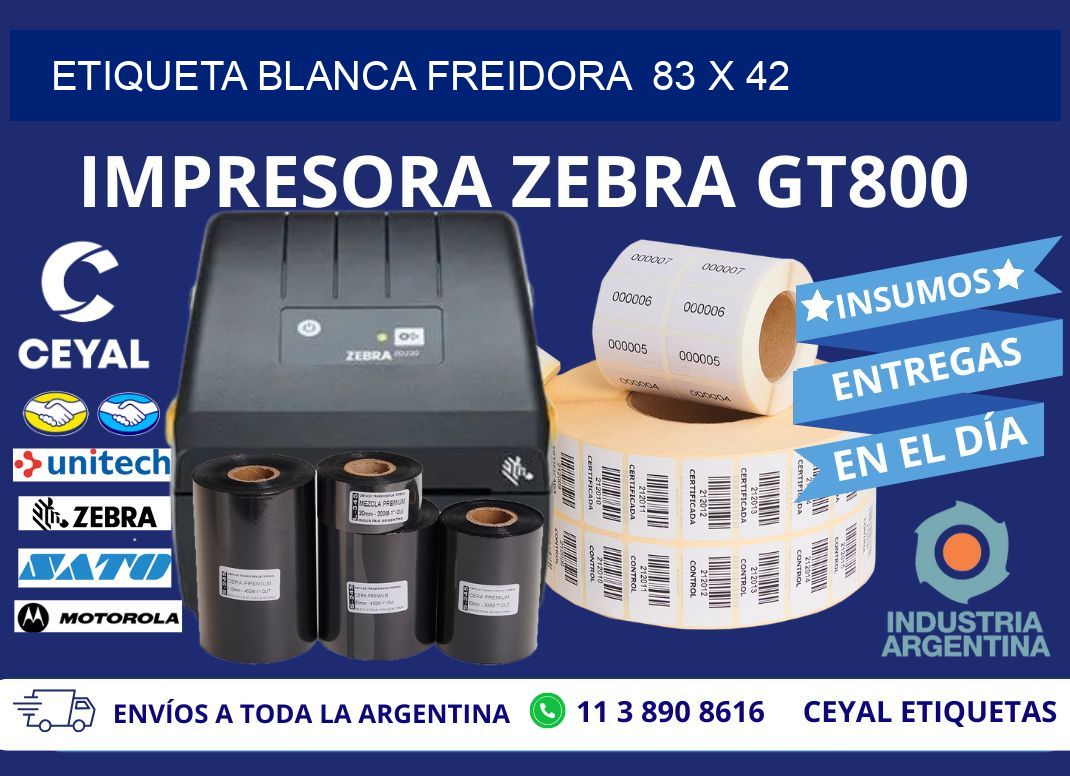 ETIQUETA BLANCA FREIDORA 83 x 42