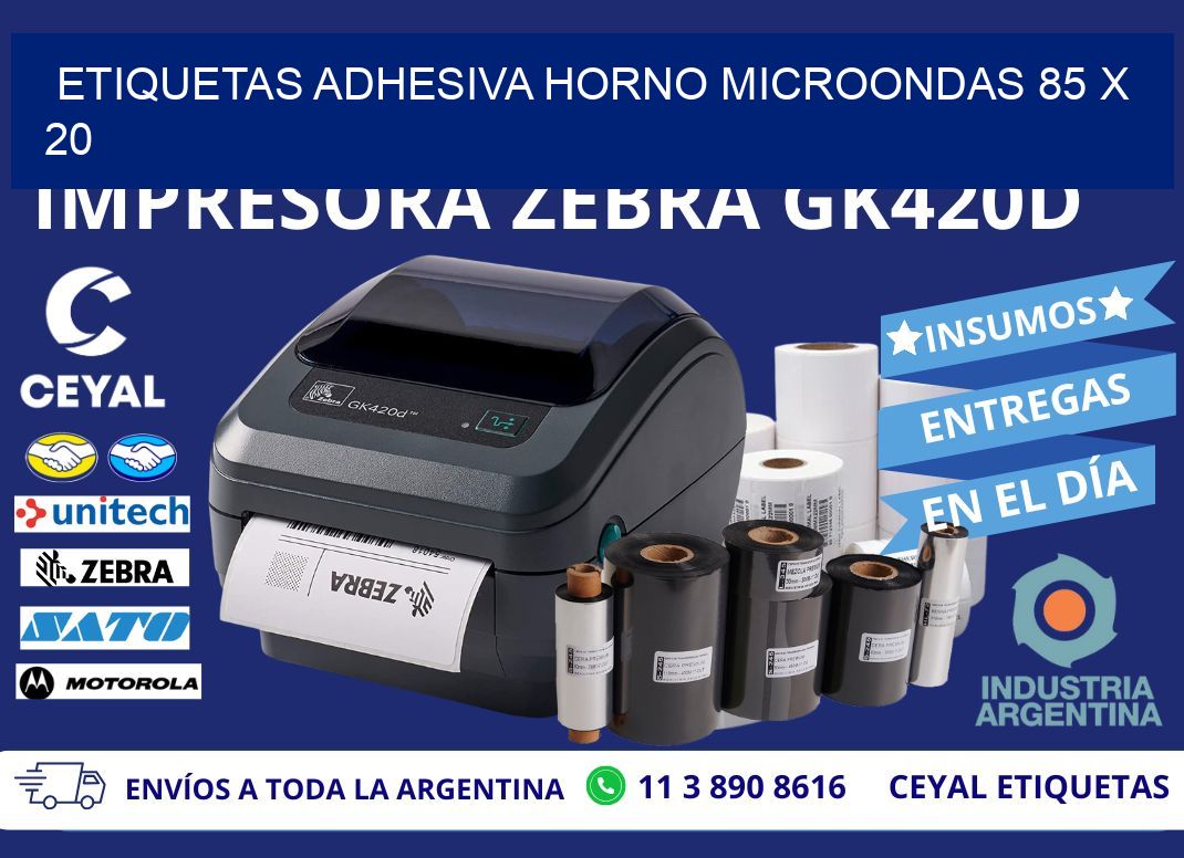 ETIQUETAS ADHESIVA HORNO MICROONDAS 85 x 20
