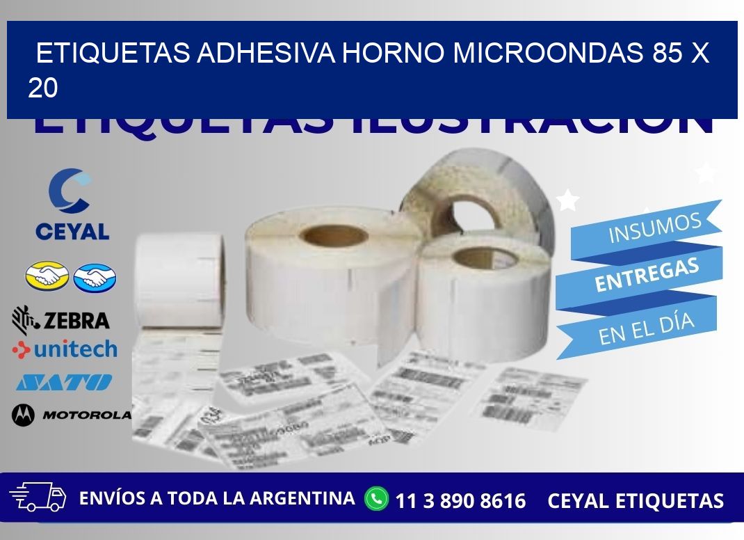 ETIQUETAS ADHESIVA HORNO MICROONDAS 85 x 20