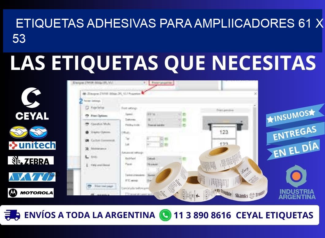 ETIQUETAS ADHESIVAS PARA AMPLIICADORES 61 x 53