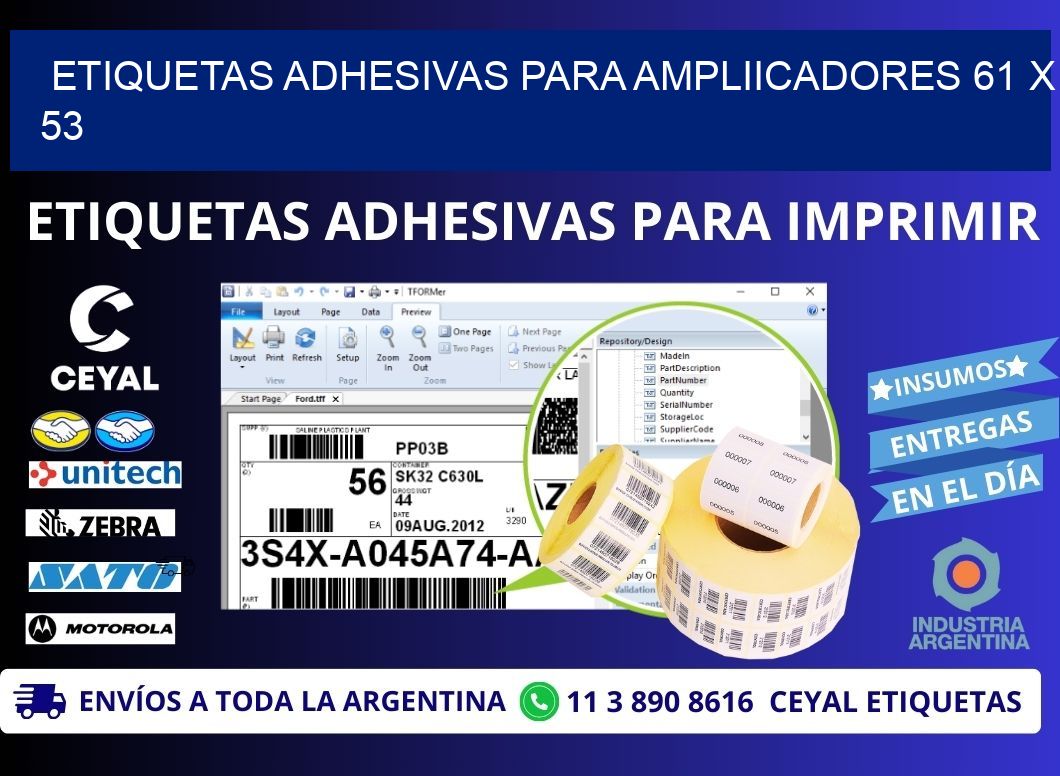 ETIQUETAS ADHESIVAS PARA AMPLIICADORES 61 x 53