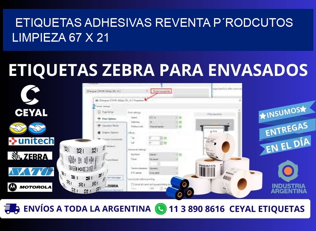 ETIQUETAS ADHESIVAS REVENTA P´RODCUTOS LIMPIEZA 67 x 21