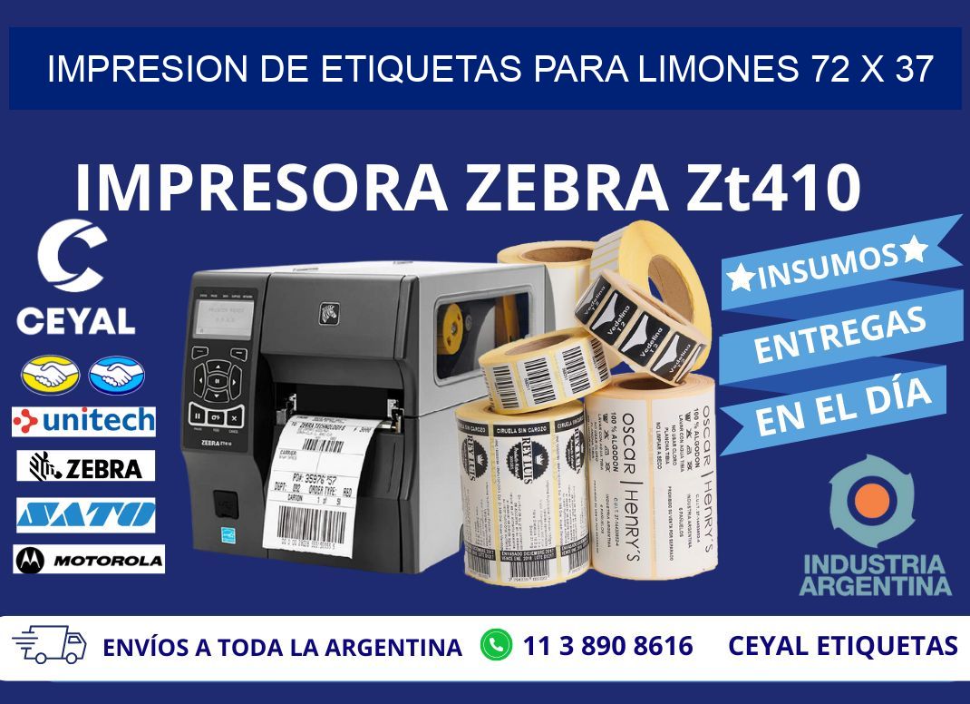 IMPRESION DE ETIQUETAS PARA LIMONES 72 x 37