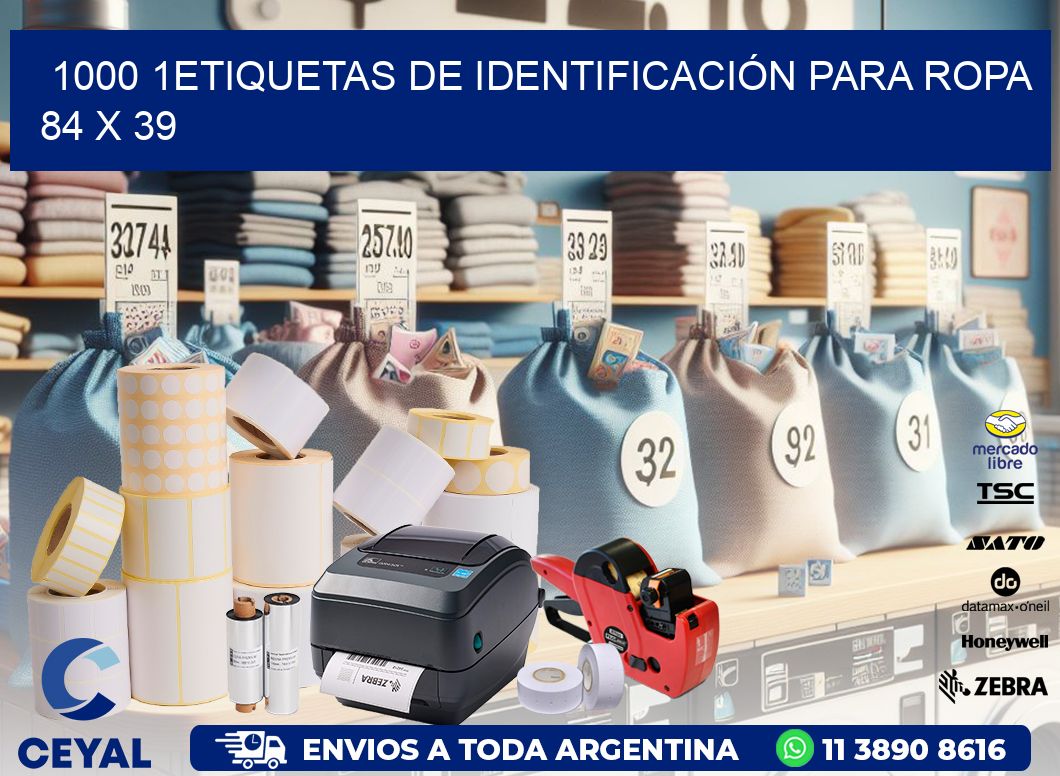 1000 1ETIQUETAS DE IDENTIFICACIÓN PARA ROPA 84 x 39