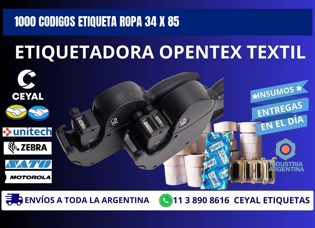 1000 CODIGOS ETIQUETA ROPA 34 x 85