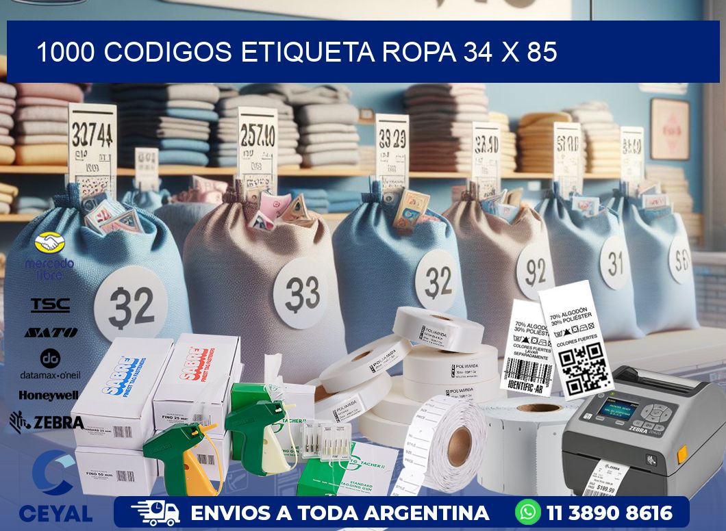 1000 CODIGOS ETIQUETA ROPA 34 x 85