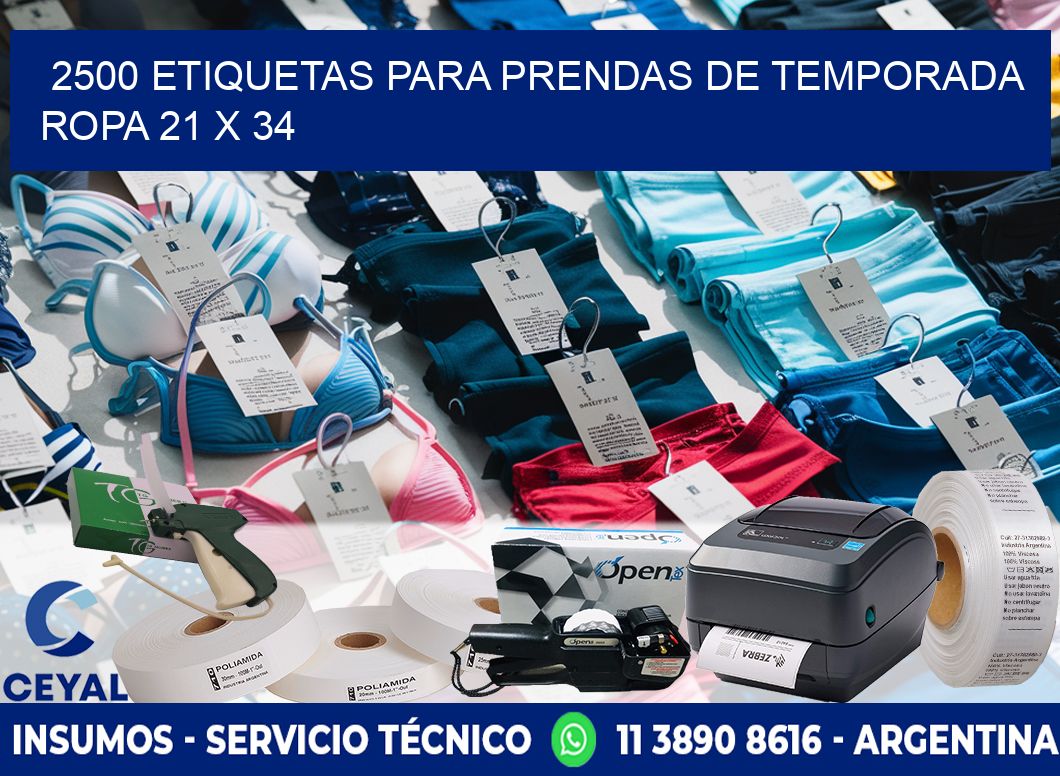 2500 ETIQUETAS PARA PRENDAS DE TEMPORADA ROPA 21 x 34