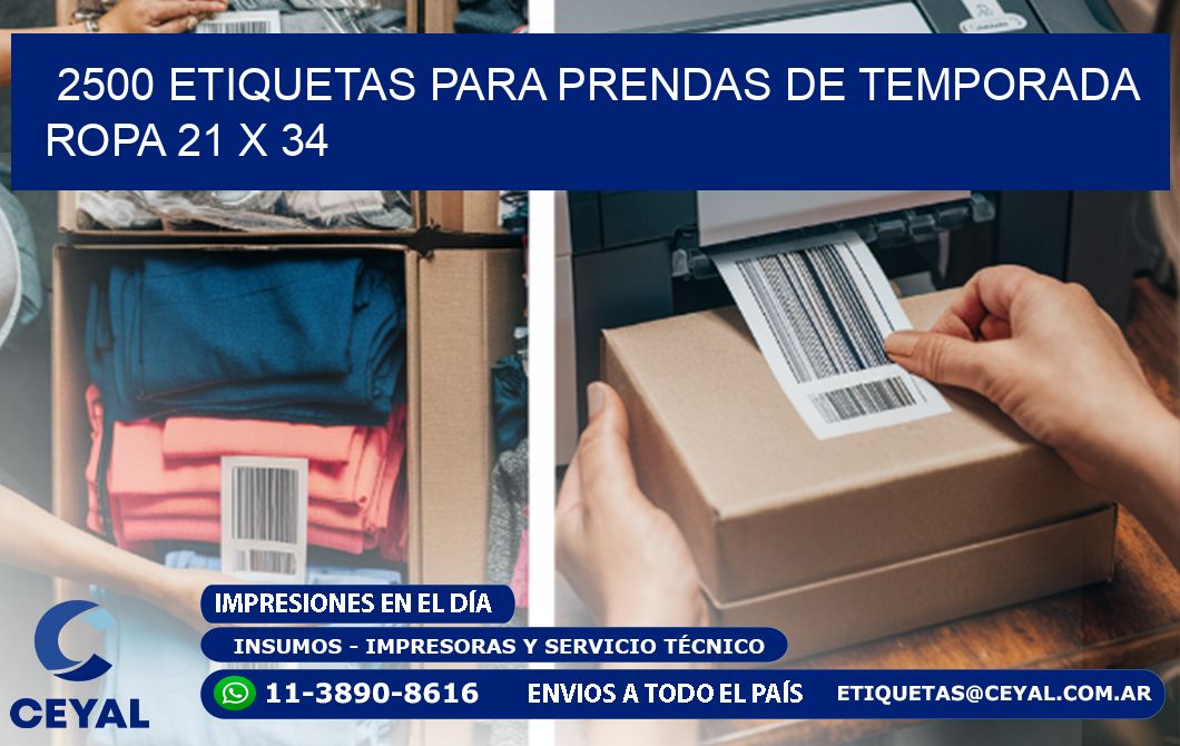 2500 ETIQUETAS PARA PRENDAS DE TEMPORADA ROPA 21 x 34