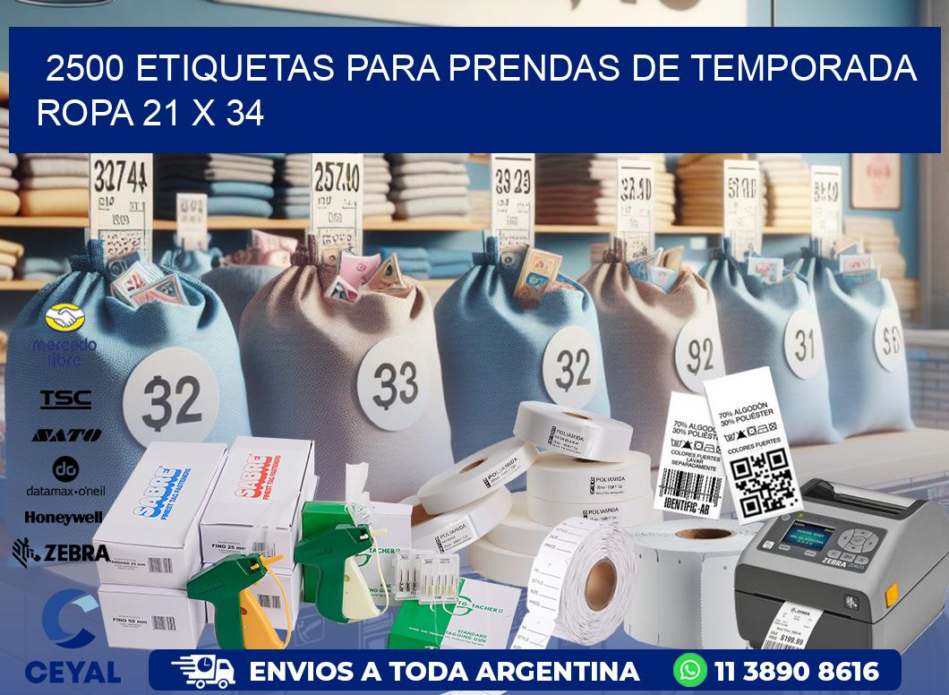 2500 ETIQUETAS PARA PRENDAS DE TEMPORADA ROPA 21 x 34