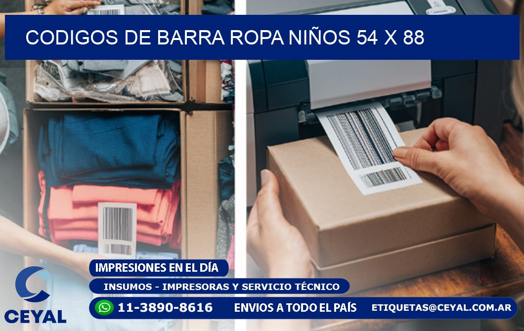 CODIGOS DE BARRA ROPA NIÑOS 54 x 88