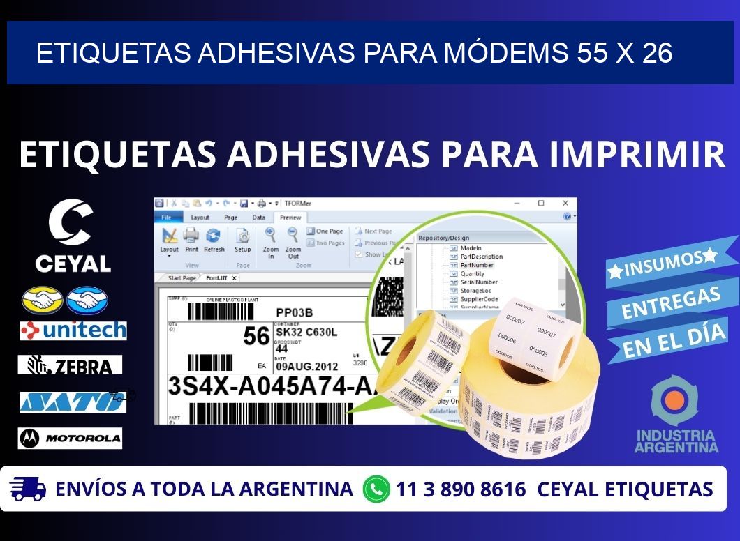 ETIQUETAS ADHESIVAS PARA MÓDEMS 55 x 26