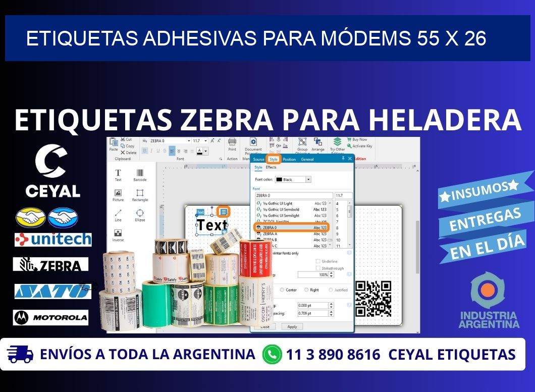 ETIQUETAS ADHESIVAS PARA MÓDEMS 55 x 26