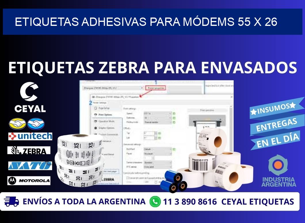 ETIQUETAS ADHESIVAS PARA MÓDEMS 55 x 26
