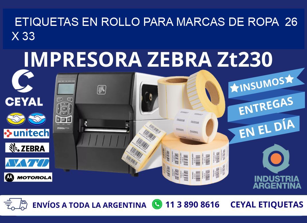 ETIQUETAS EN ROLLO PARA MARCAS DE ROPA 26 x 33
