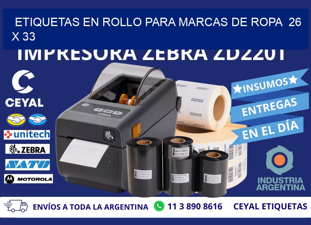 ETIQUETAS EN ROLLO PARA MARCAS DE ROPA 26 x 33