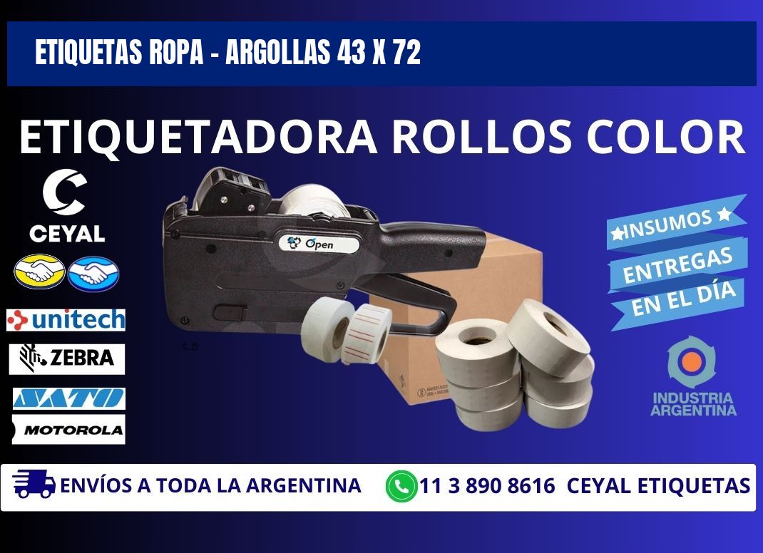 ETIQUETAS ROPA - ARGOLLAS 43 x 72