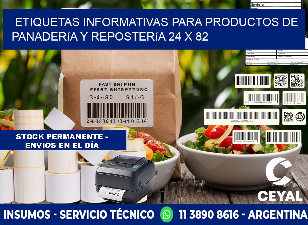 Etiquetas informativas para productos de panadería y repostería 24 x 82