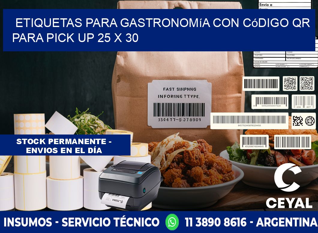Etiquetas para gastronomía con código QR para pick up 25 x 30