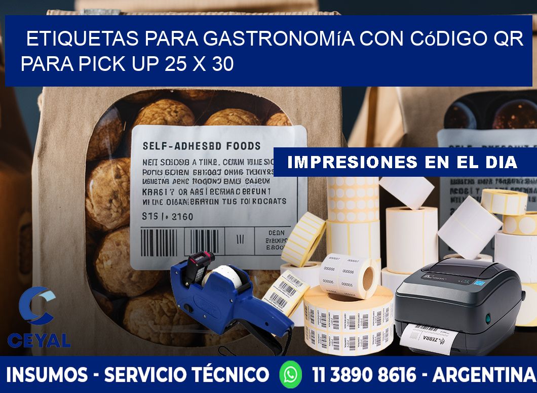 Etiquetas para gastronomía con código QR para pick up 25 x 30