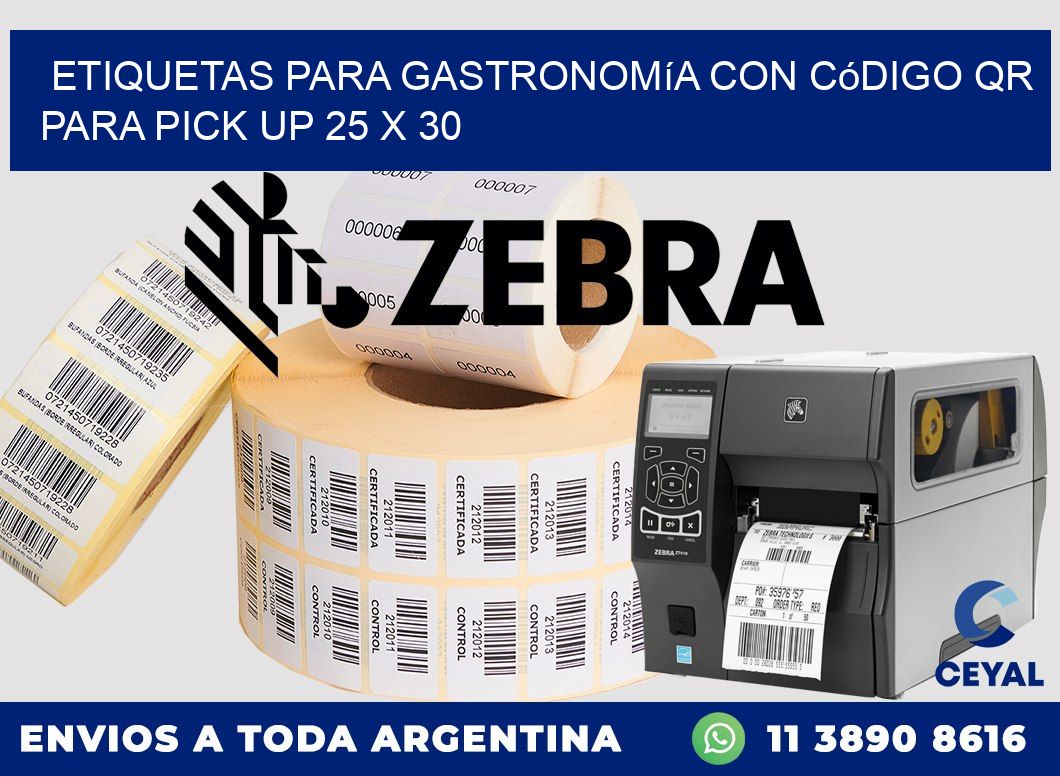 Etiquetas para gastronomía con código QR para pick up 25 x 30