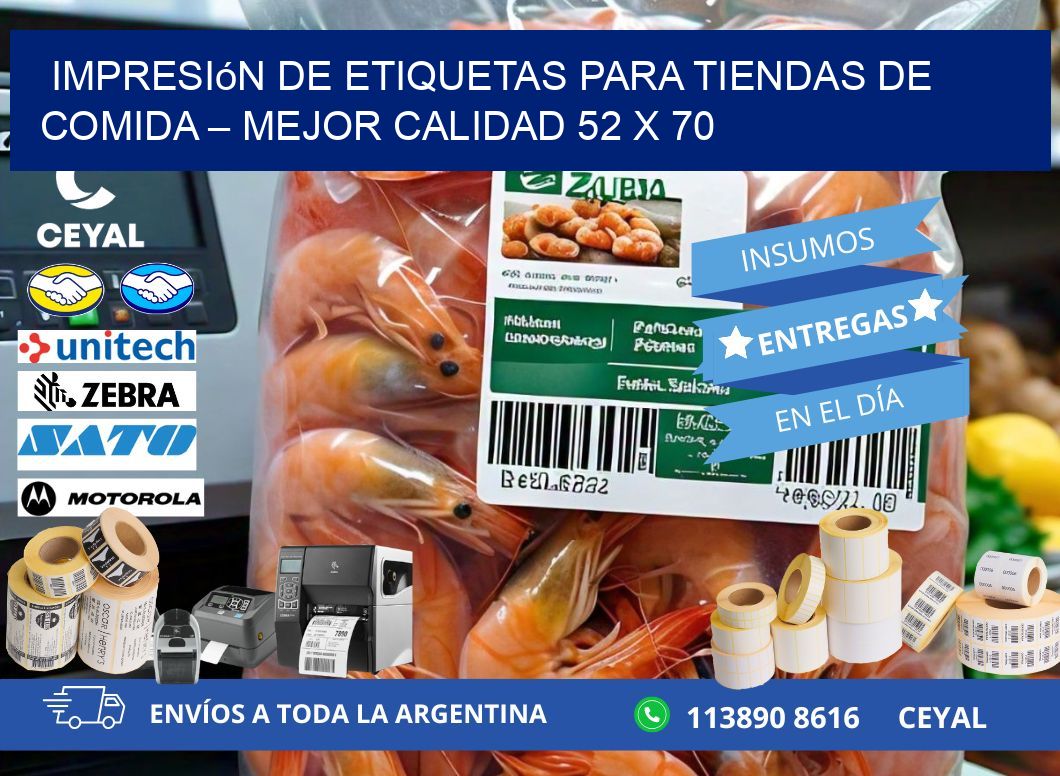 Impresión de etiquetas para tiendas de comida – Mejor calidad 52 x 70