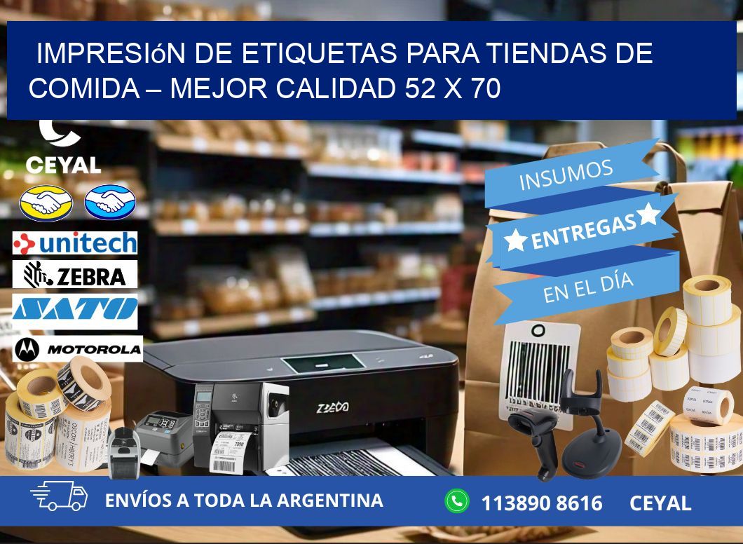 Impresión de etiquetas para tiendas de comida – Mejor calidad 52 x 70