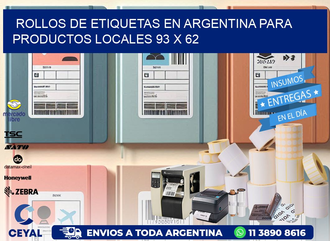 Rollos de Etiquetas en Argentina para Productos Locales 93 x 62