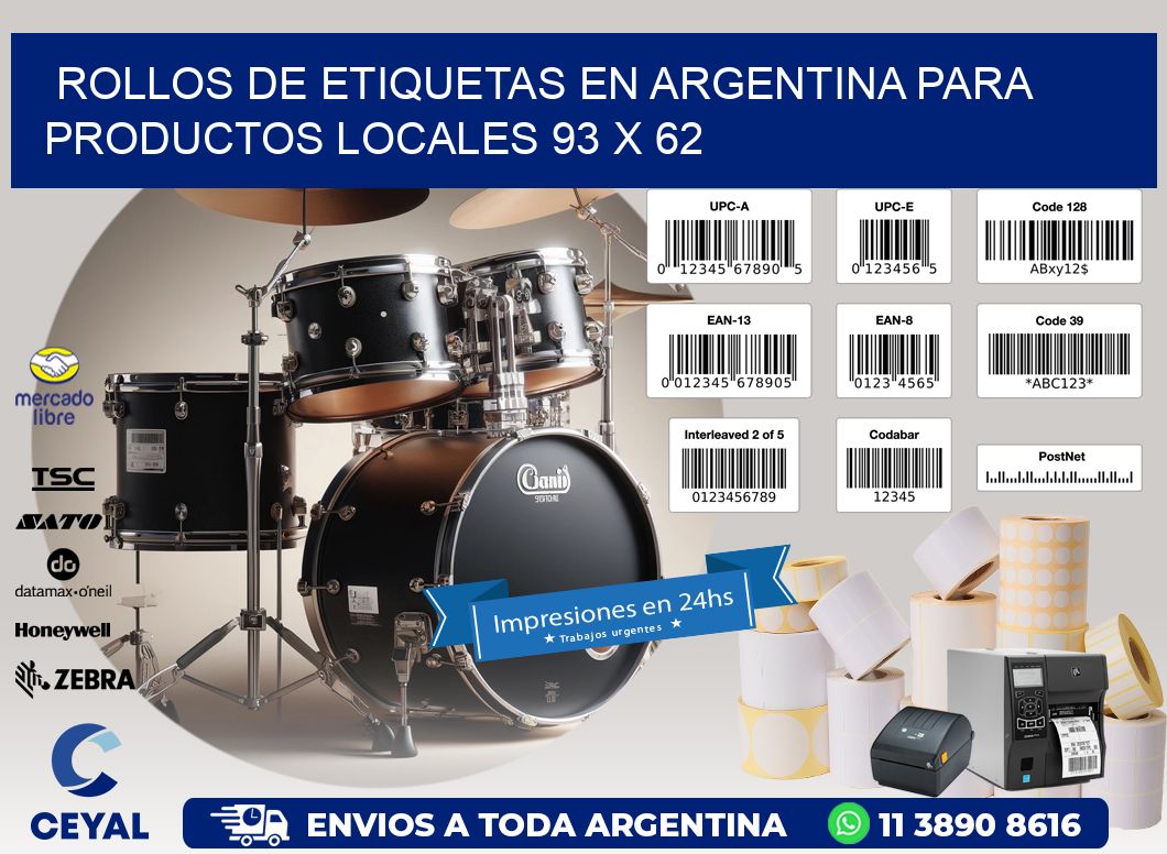 Rollos de Etiquetas en Argentina para Productos Locales 93 x 62