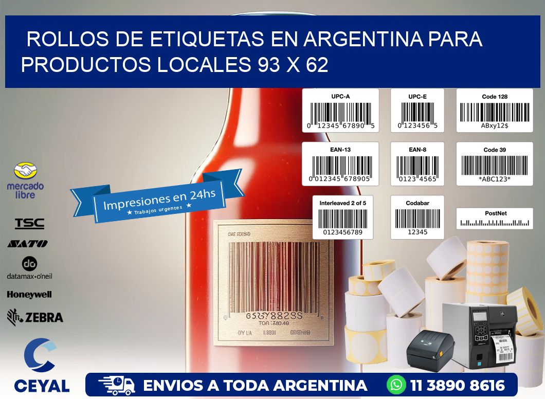 Rollos de Etiquetas en Argentina para Productos Locales 93 x 62