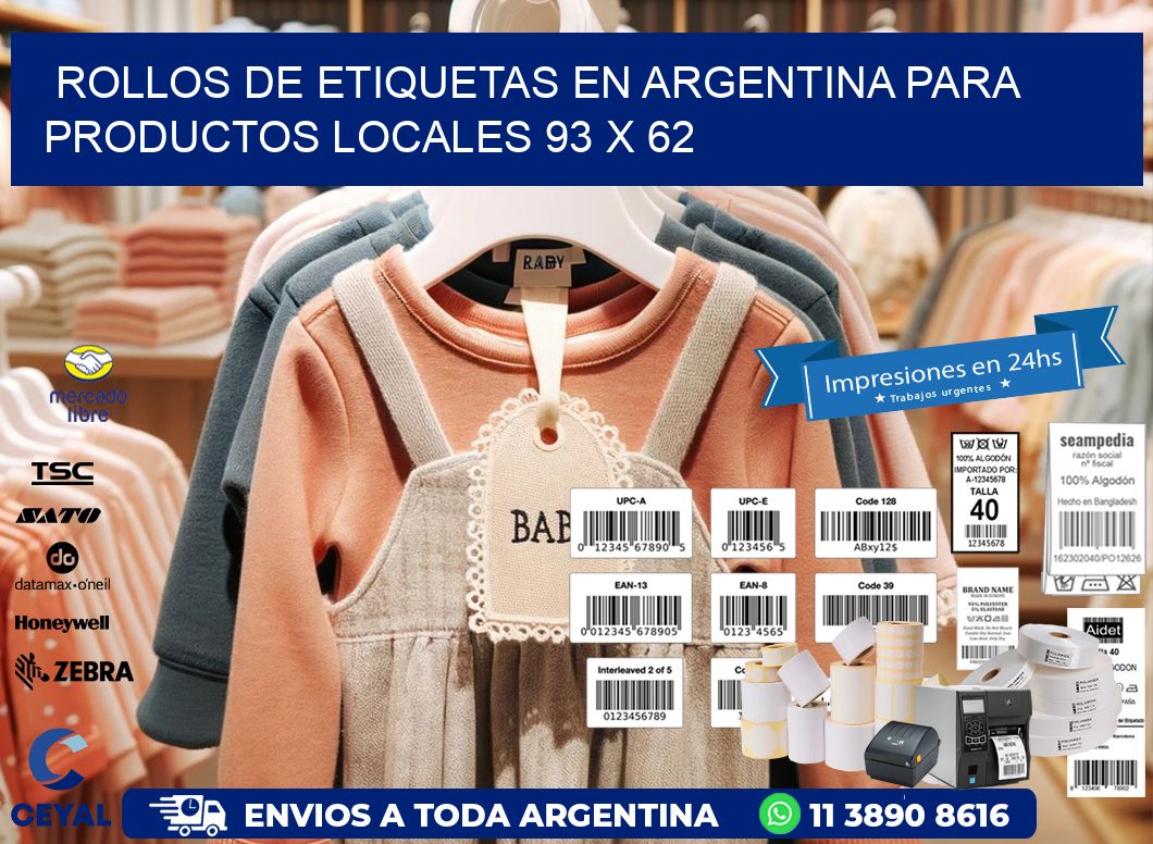 Rollos de Etiquetas en Argentina para Productos Locales 93 x 62