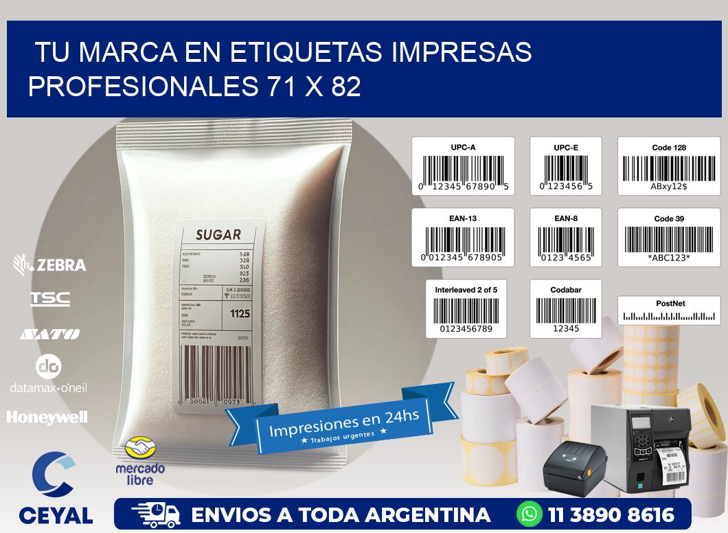 Tu Marca en Etiquetas Impresas Profesionales 71 x 82