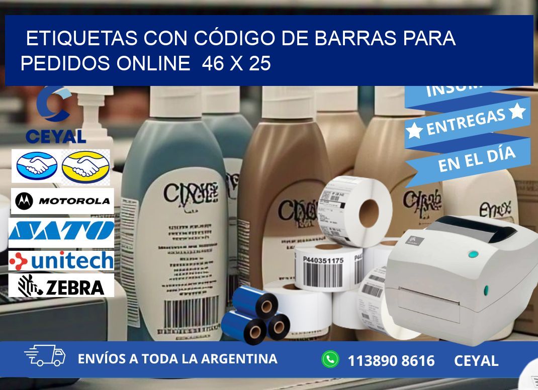 ETIQUETAS CON CÓDIGO DE BARRAS PARA PEDIDOS ONLINE 46 x 25