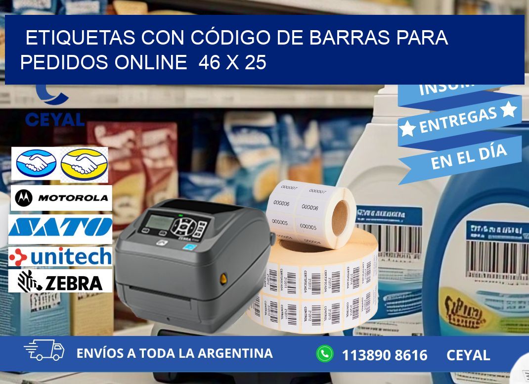 ETIQUETAS CON CÓDIGO DE BARRAS PARA PEDIDOS ONLINE 46 x 25