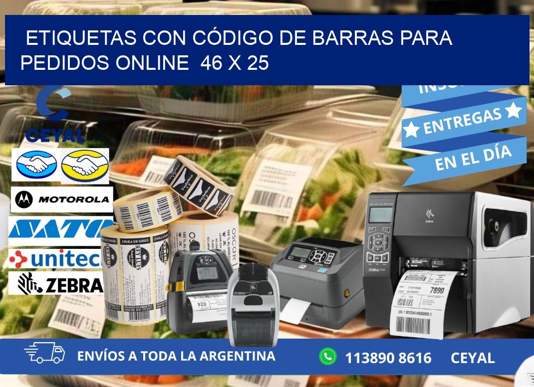 ETIQUETAS CON CÓDIGO DE BARRAS PARA PEDIDOS ONLINE 46 x 25