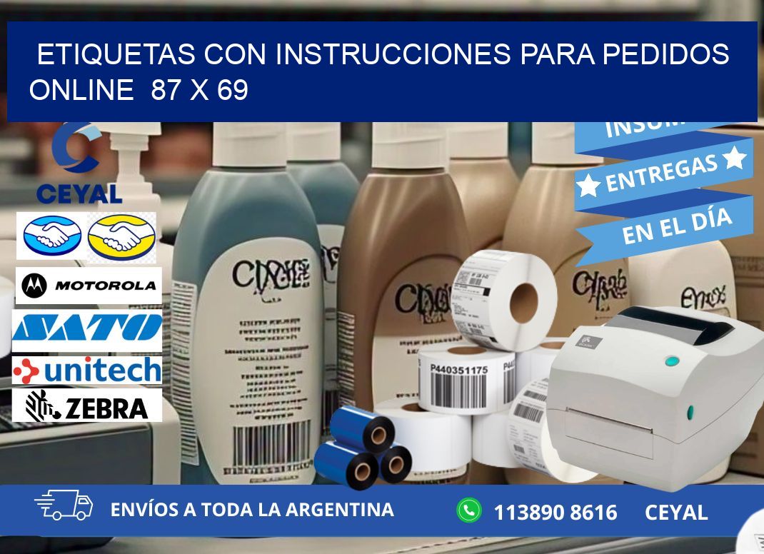 ETIQUETAS CON INSTRUCCIONES PARA PEDIDOS ONLINE  87 x 69