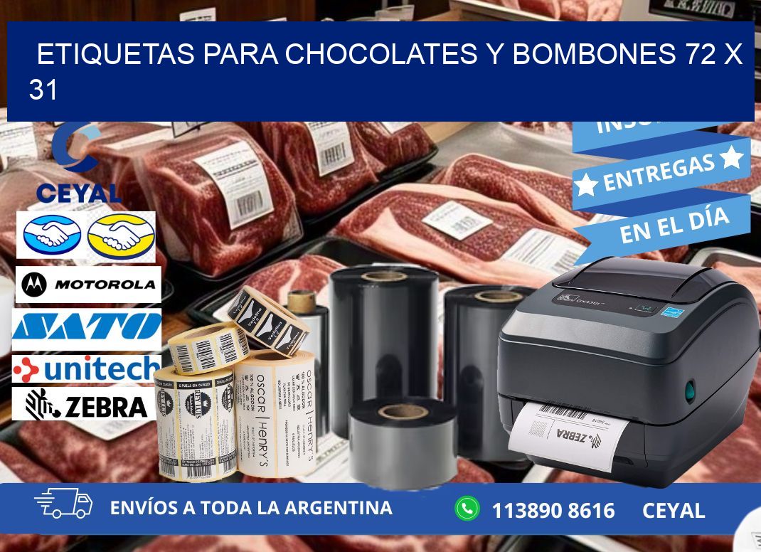 ETIQUETAS PARA CHOCOLATES Y BOMBONES 72 x 31