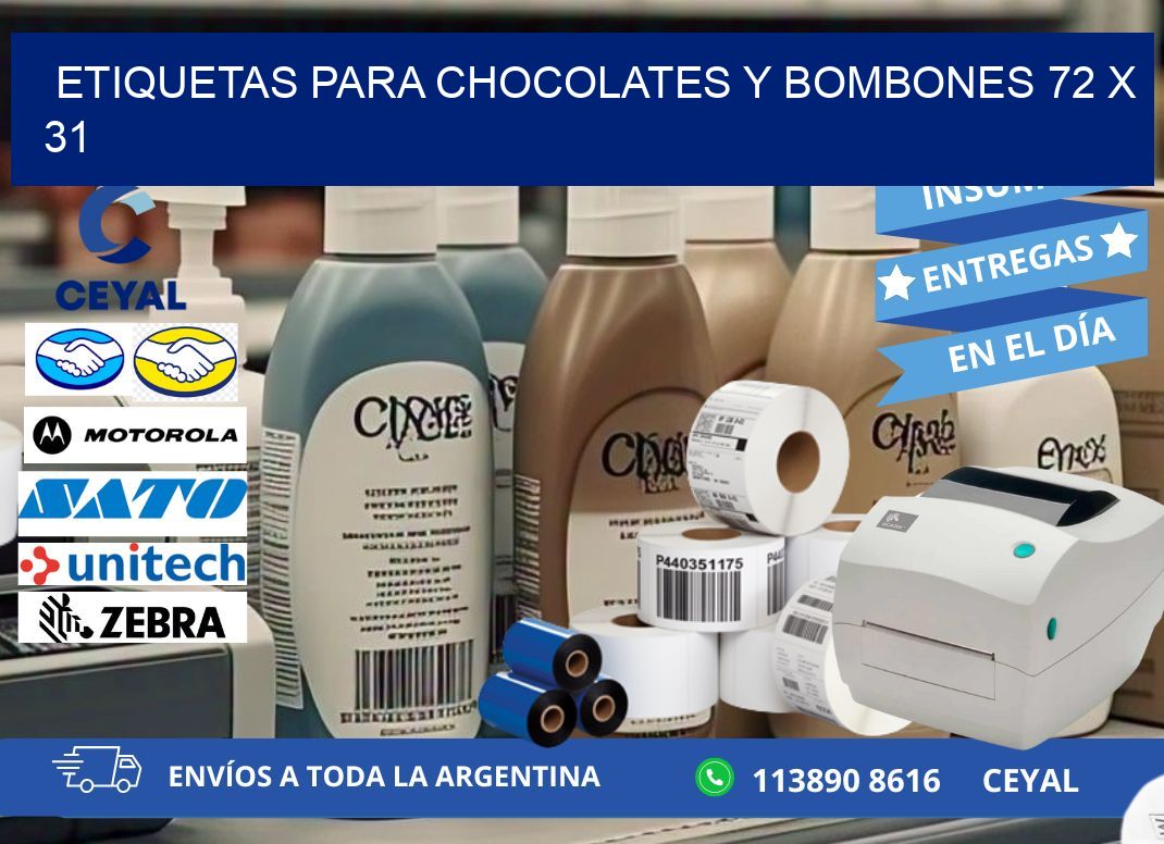 ETIQUETAS PARA CHOCOLATES Y BOMBONES 72 x 31